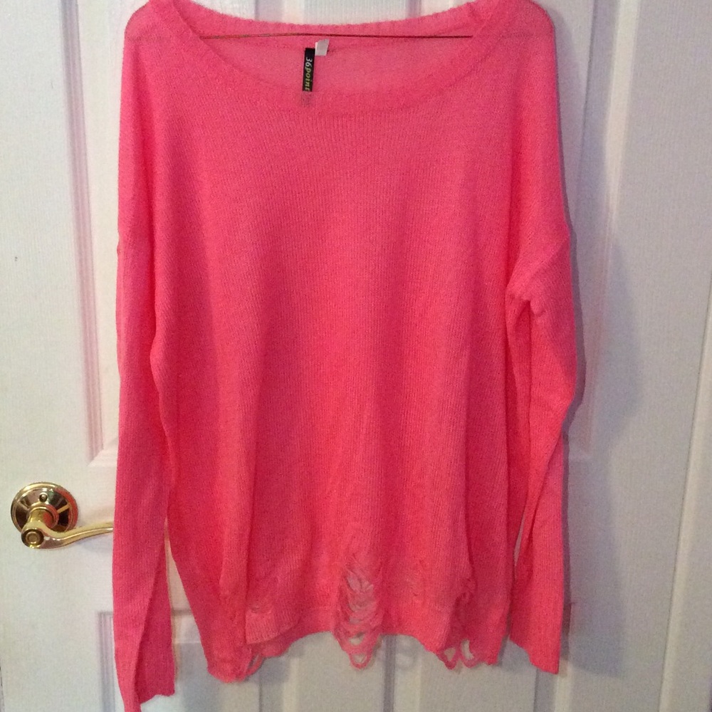 Pink Distressed Sweater