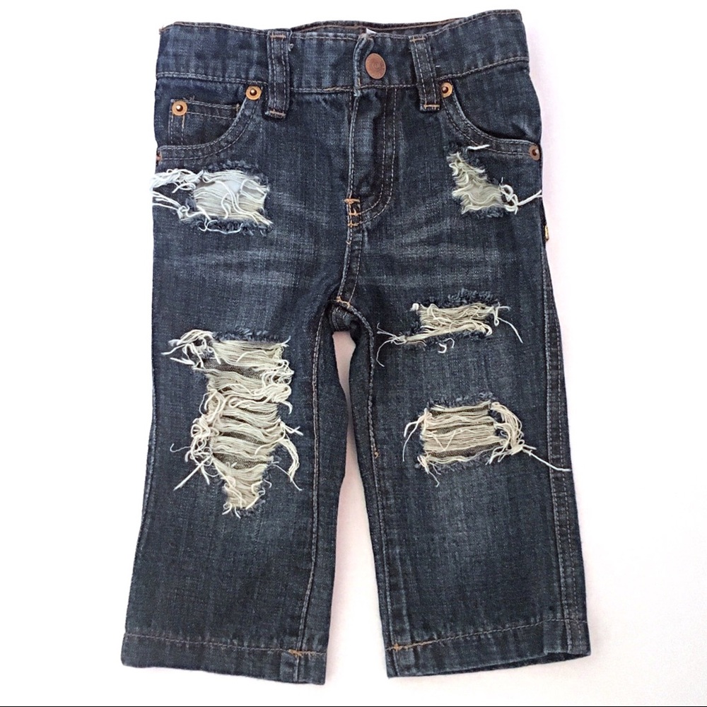 Girls’ Dark Blue Distressed Denim 12M