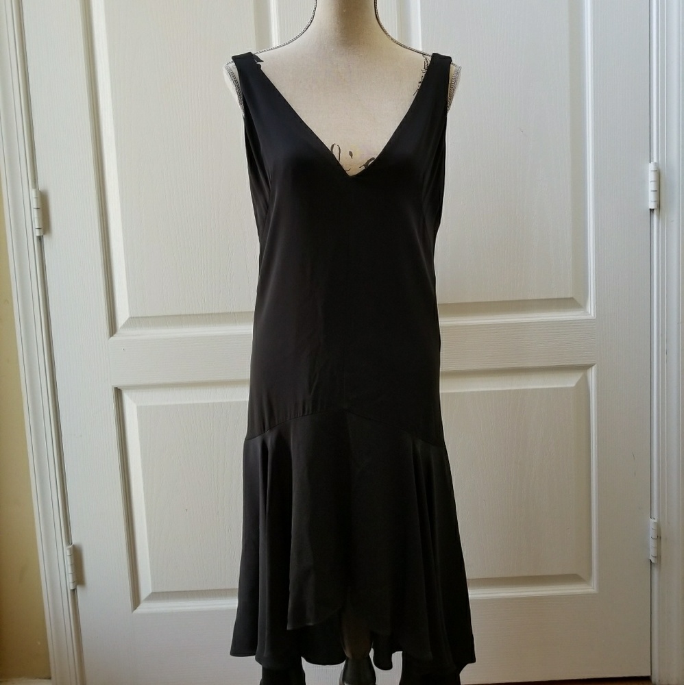 NEW Milly Silk Deep V Flounce Dress Sz4