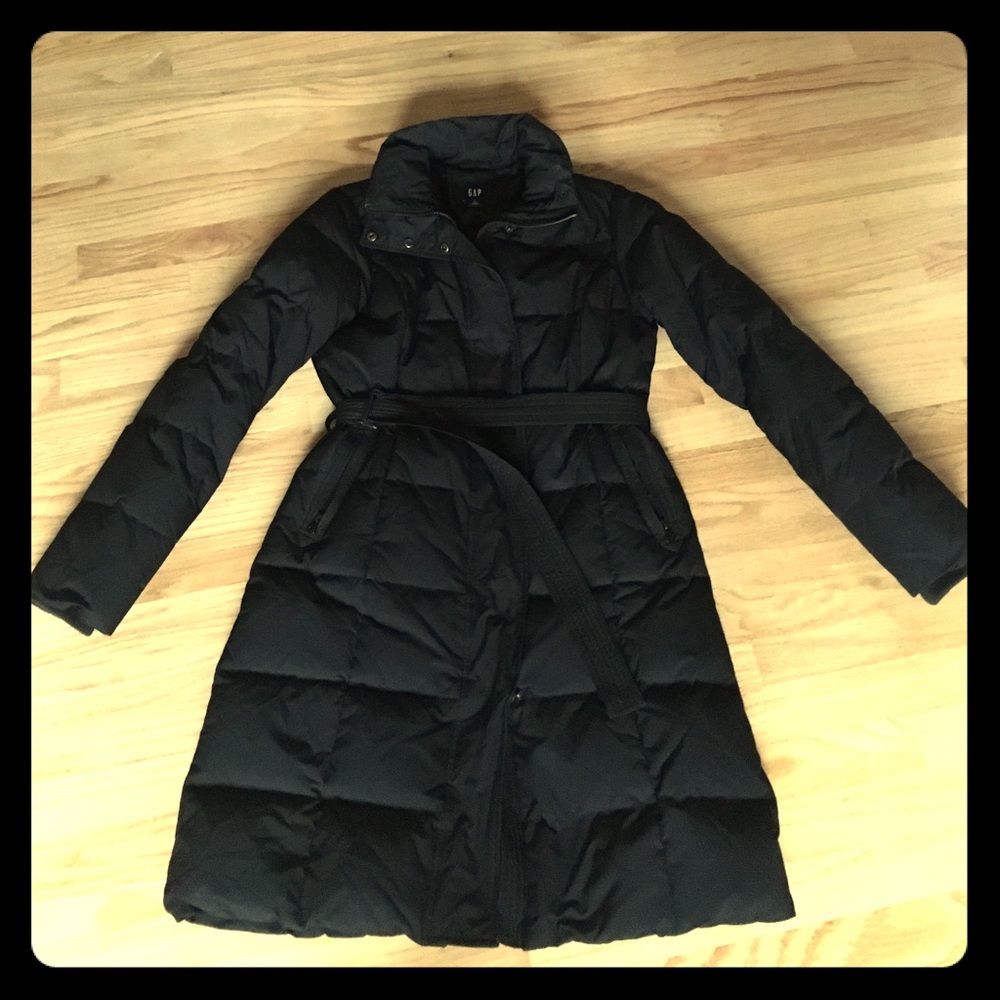 Belted down winter coat