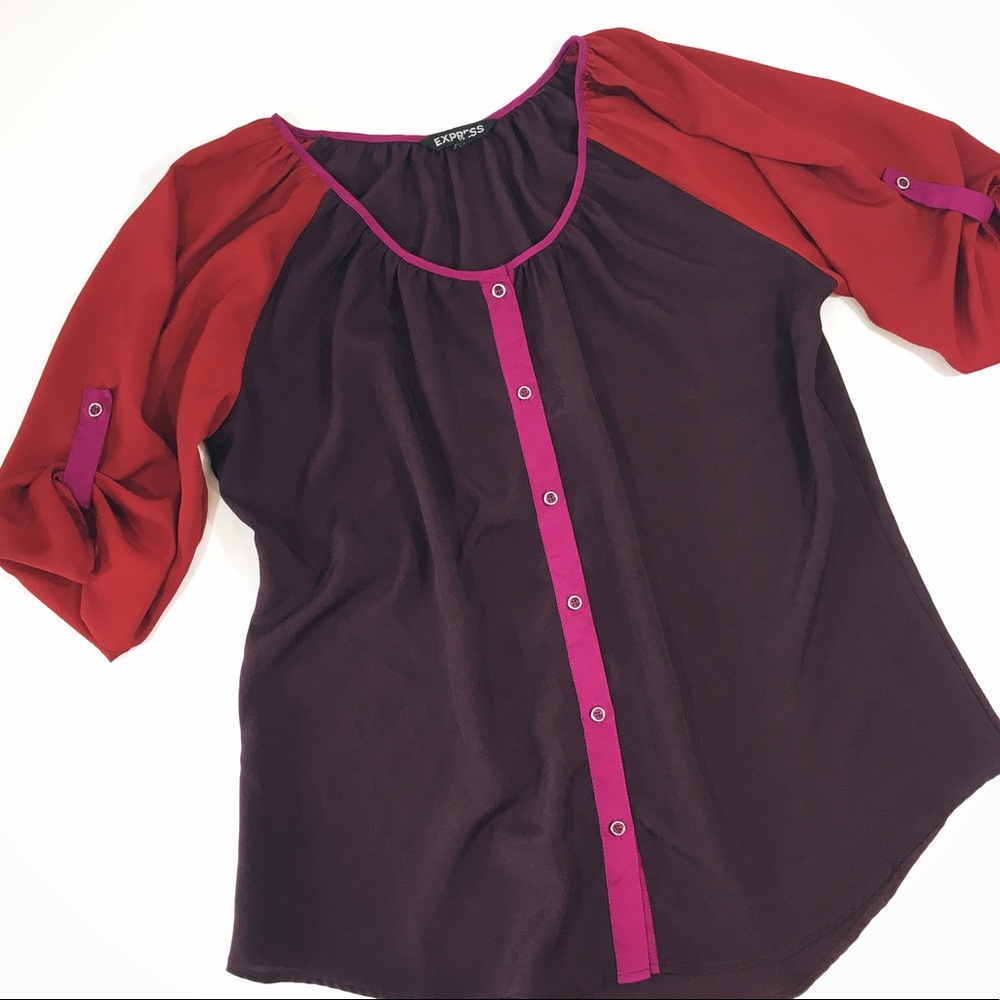 Express Colorblock Button Up Shirt