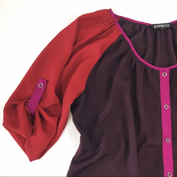 Express Colorblock Button Up Shirt - Picture 2 of 8