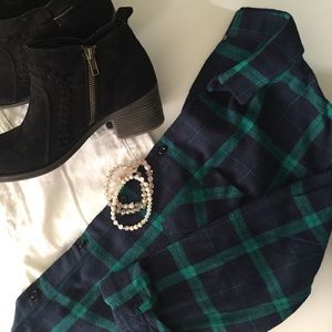 Navy & Green Flannel Bride Shirt 👰🏼