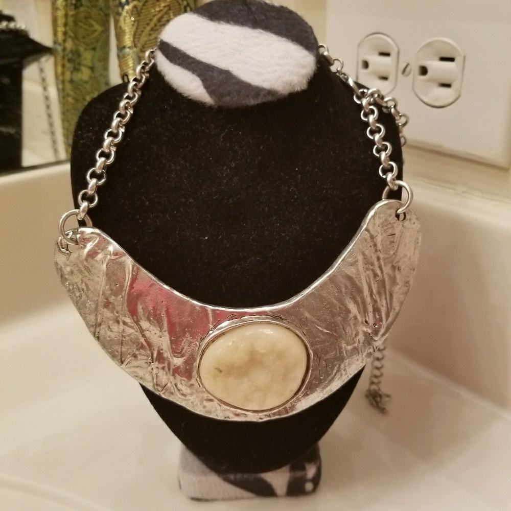 Silver statement necklace