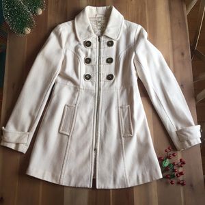 Anthropologie Tulle cream colored pea coat