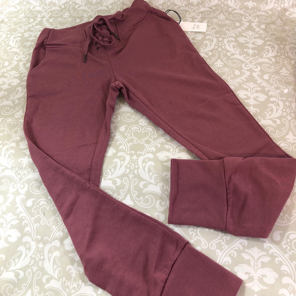 Dusty Rose Lace Up Joggers Sz S M L - Picture 2 of 7