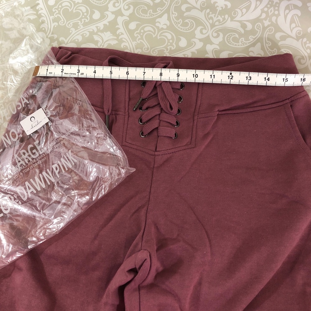 Dusty Rose Lace Up Joggers Sz S M L - Picture 6 of 7