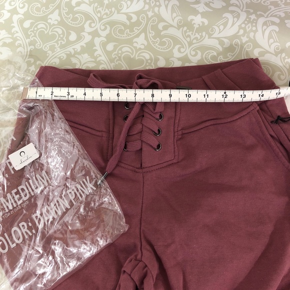Dusty Rose Lace Up Joggers Sz S M L - Picture 5 of 7
