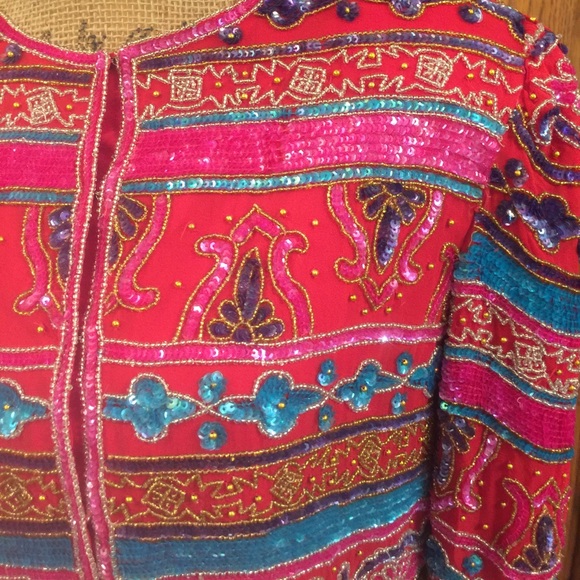 Vintage Lawrence Kazar Hand Beaded Top/Jacket - Picture 2 of 4