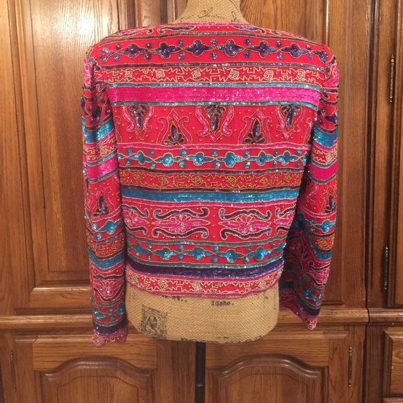 Vintage Lawrence Kazar Hand Beaded Top/Jacket - Picture 3 of 4