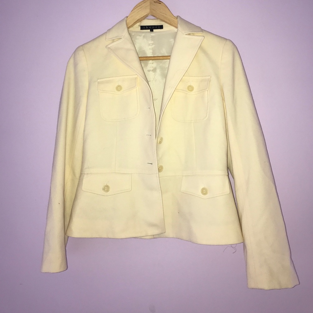 Theory Cream Blazer Button Down With Pockets - image 1