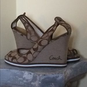Coach Open Toe Wedge Shoes