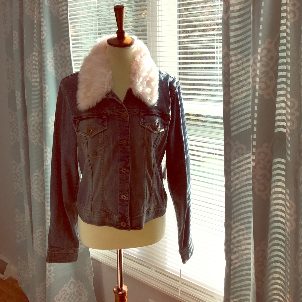 Paris Blues jean Jacket w pink fur collar