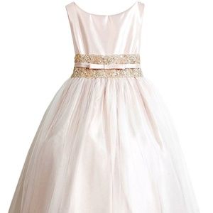 Vintage Metallic Lace & Tulle Flower Girl Dress