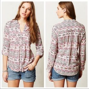 Maeve Anthropologie islet Button Down Blouse Pink