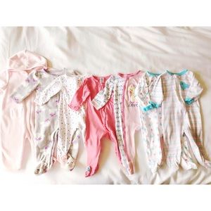 Baby girl sleeper footie pajamas bundle 3-6 months
