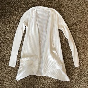 White cardigan sweater