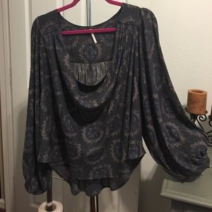Free People Printed Shear Shirt Sz M