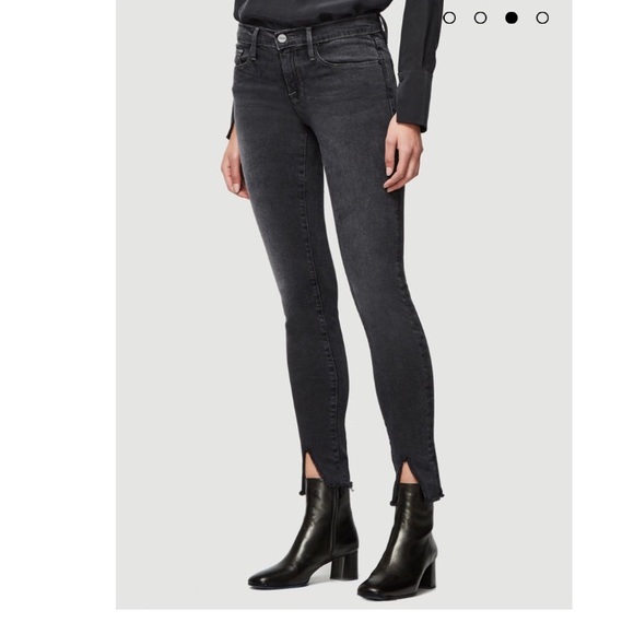 black split knee jeans