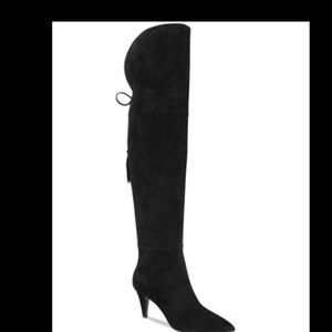 Over-knee suede black boots
