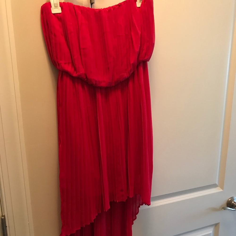 BCBG pink high low pleated dress XS