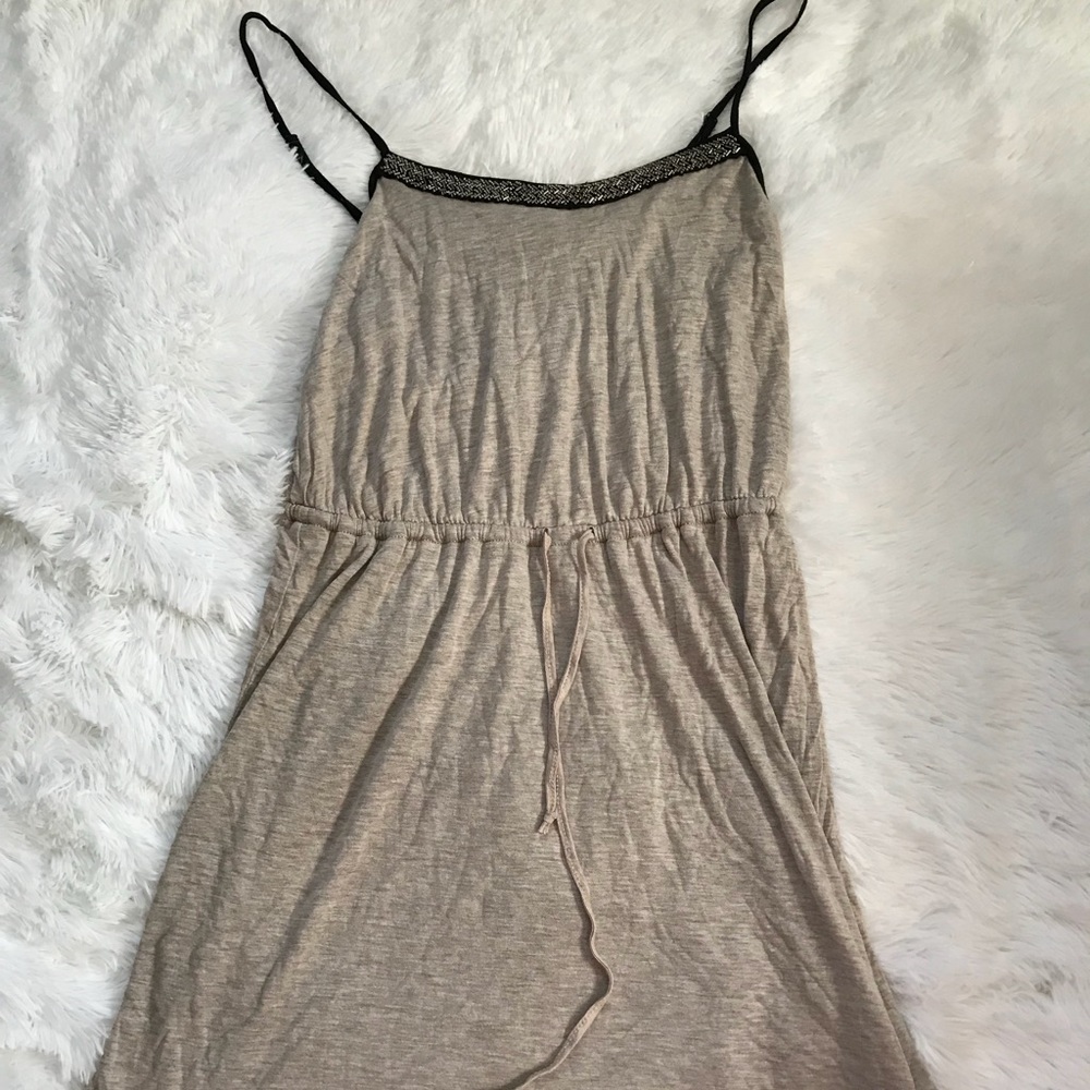 Spaghetti strap, tie waist cotton dress
