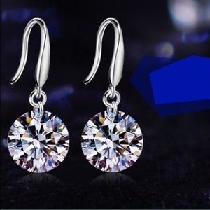 Silver white diamanté stud earrings