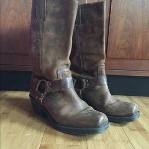 Brown Leather "frye style" Motorcycle boots sz 7.5