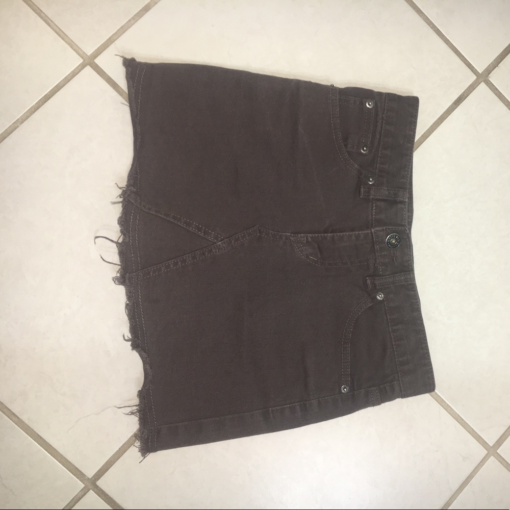 army green jean skirt