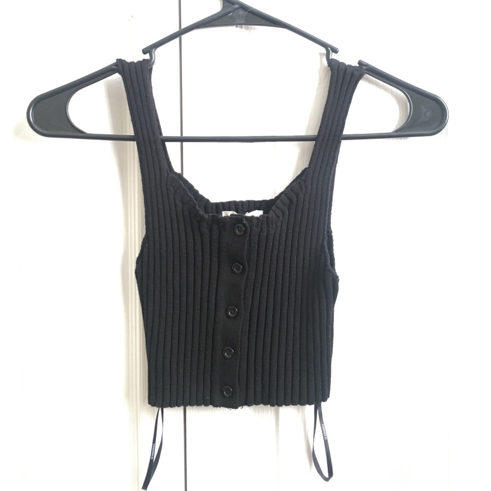 Button up crop tank top