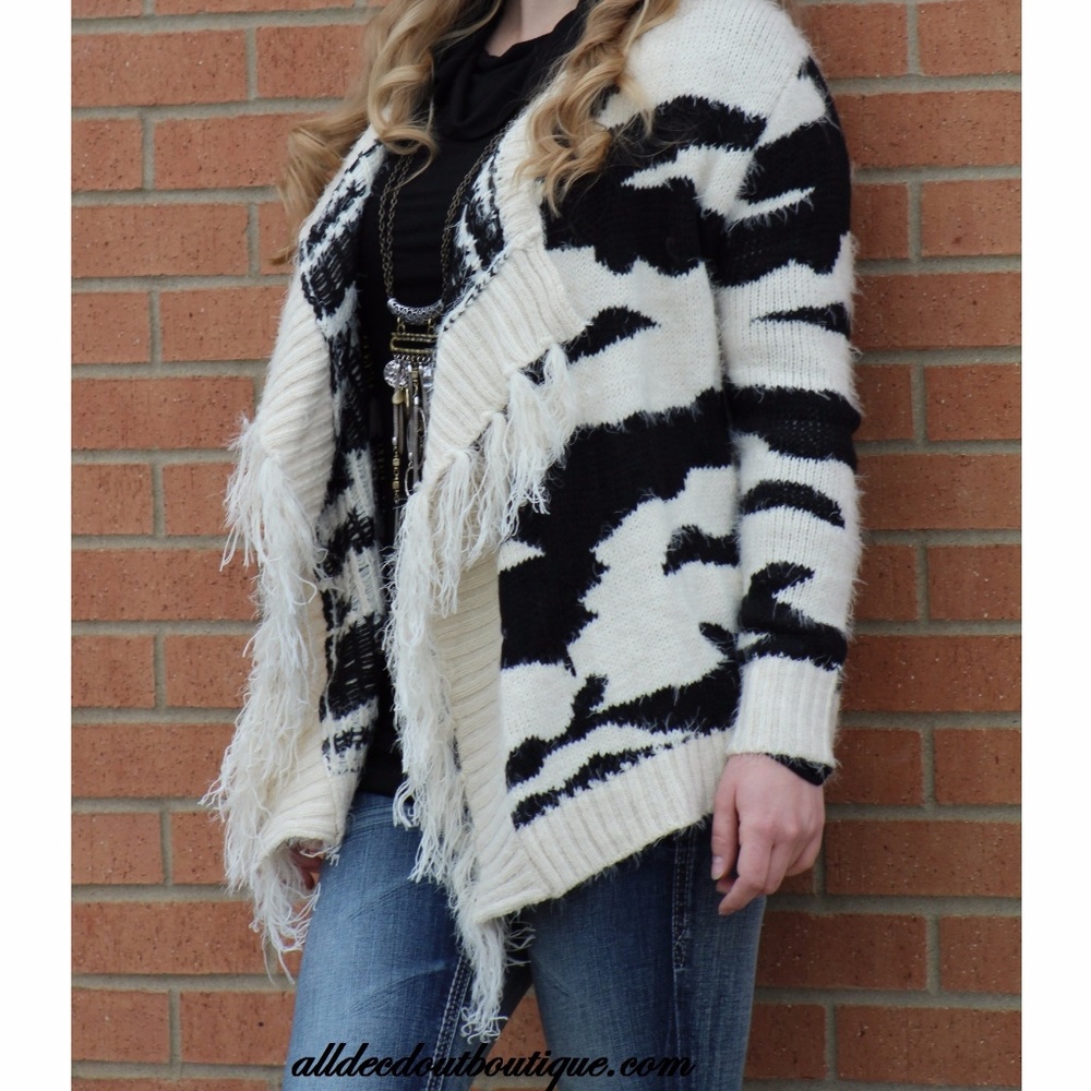 Renee C. Animal Print Sweater Cardigan
