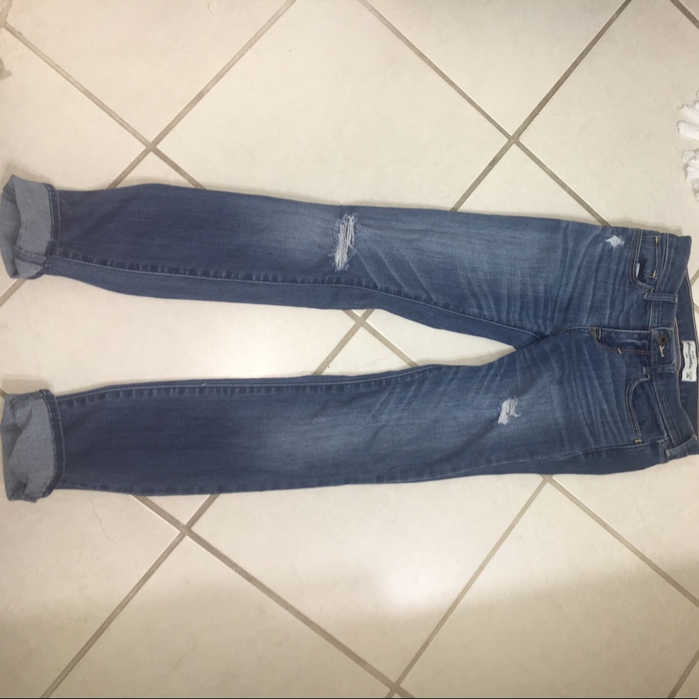 Kids 14 slim dark wash ripped jeans-abercrombie