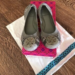 Tory Burch Caroline flat in natural snake print