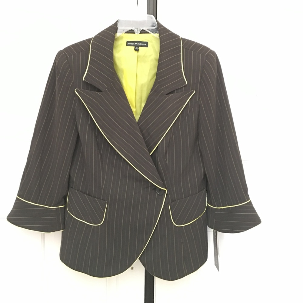 BNWT Jessica Mclintock Blazer. Lemon green Trim