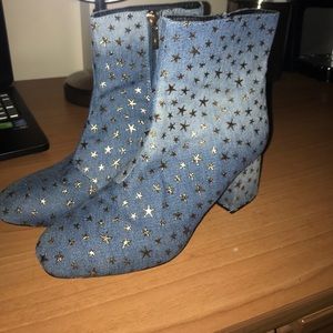 Denim booties