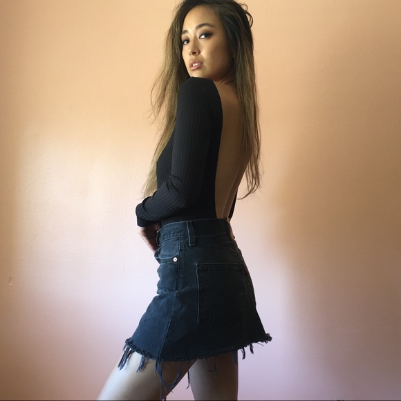 Zara Tops - Zara Black Ribbed Scoop Back Bodysuit