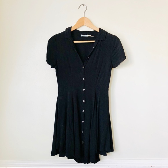 Dresses & Skirts - Black Button Down Mini Shirt Dress w Exposed Back