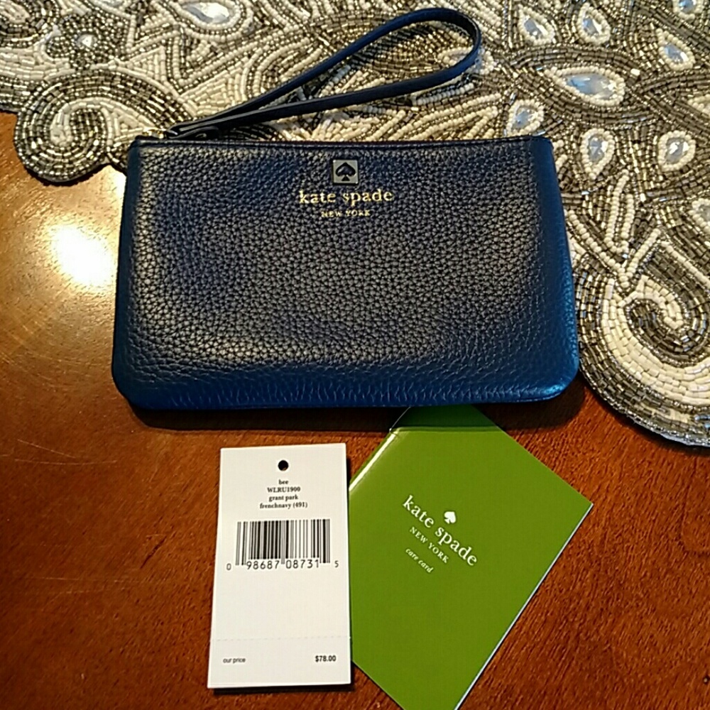 Kate Spade Bee Grant Park French Navy Wristlet