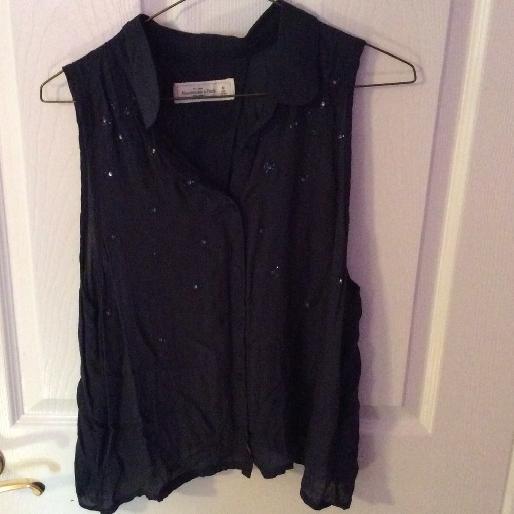 A&F Open Back Navy Sheer Tank