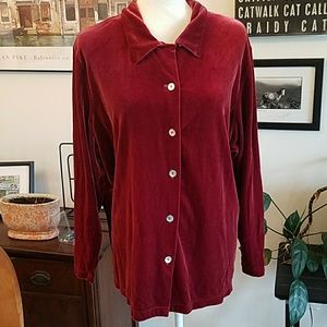 Comfortable velour button down shirt size 18/20