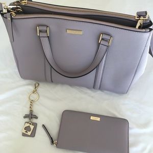Lavendar Kate Spade Purse With Wallet & keychain