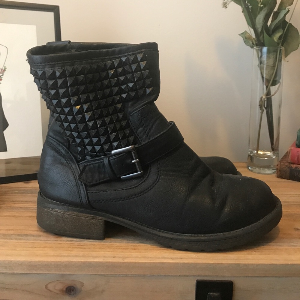 Studded black boots