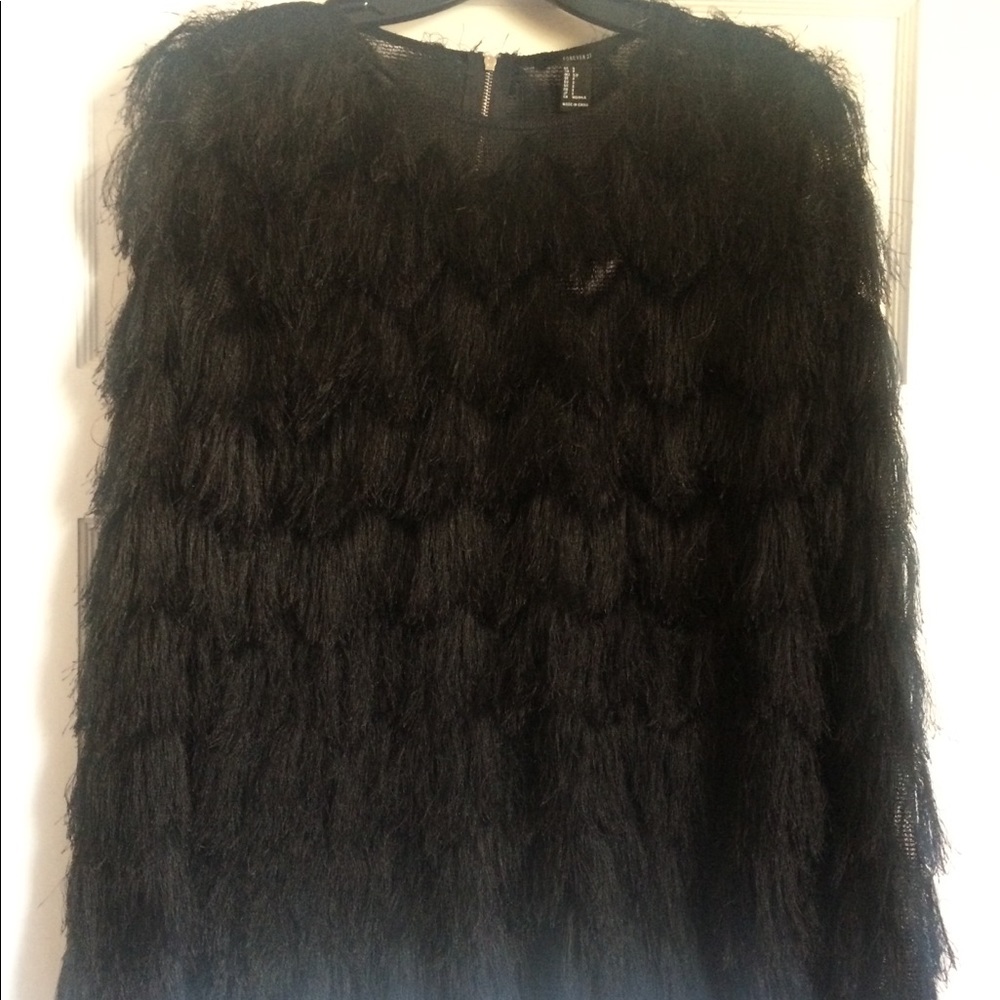Forever 21 Black Ruffle Mesh Top - Picture 2 of 3