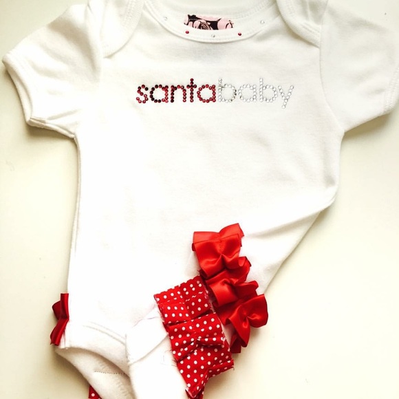 Santa Baby Onesie with Bling and Ruffles Cute - Picture 1 of 1