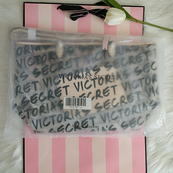 VS CLEAR PLASTIC MONOGRAM TOTE + POUCH.SET - Picture 2 of 4