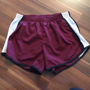 Burgundy & White Running Shorts