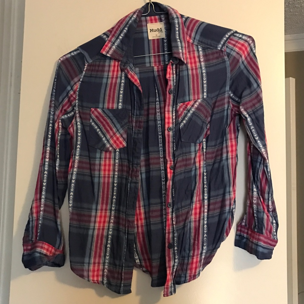 Girls plaid shirt with heart details