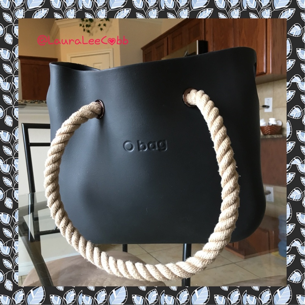 Obag + rope handles rubber bucket purse bag Italy