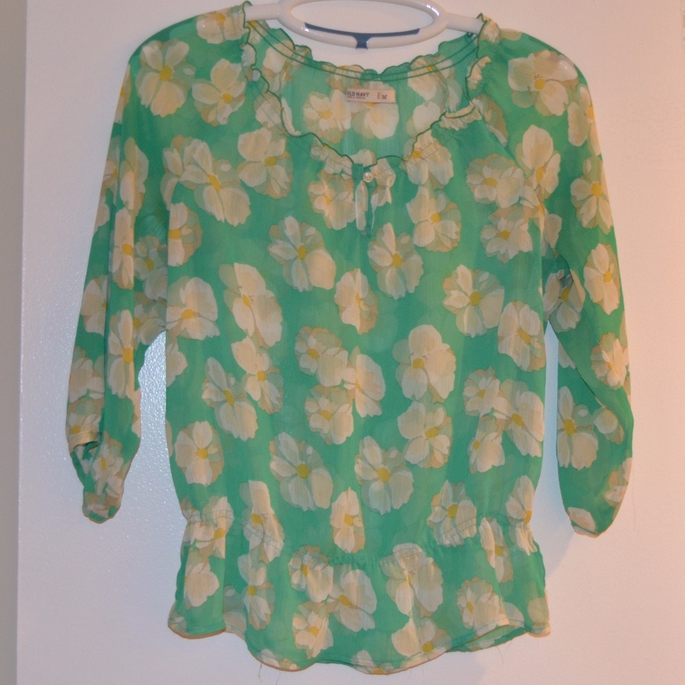 Old Navy Sheer Peplum 3/4 sleeve blouse