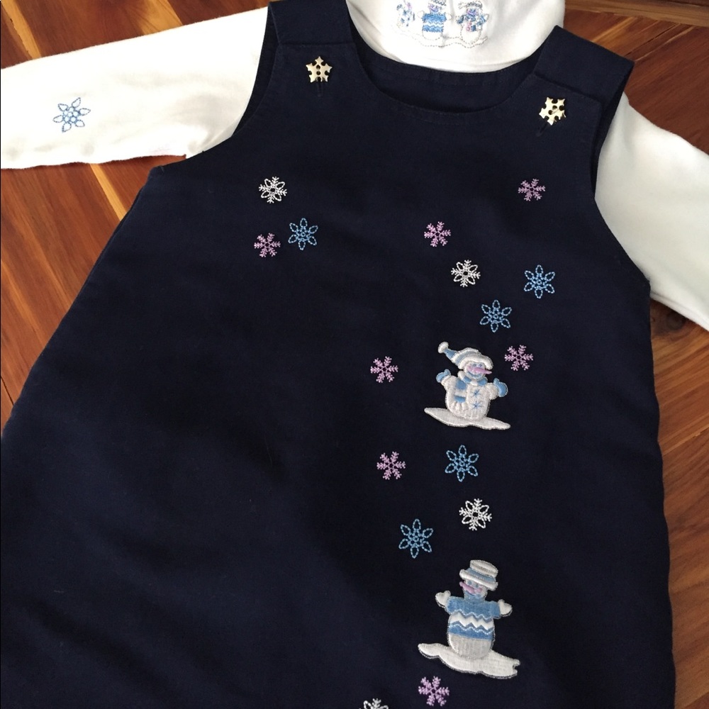 Navy snowman dress. 3T